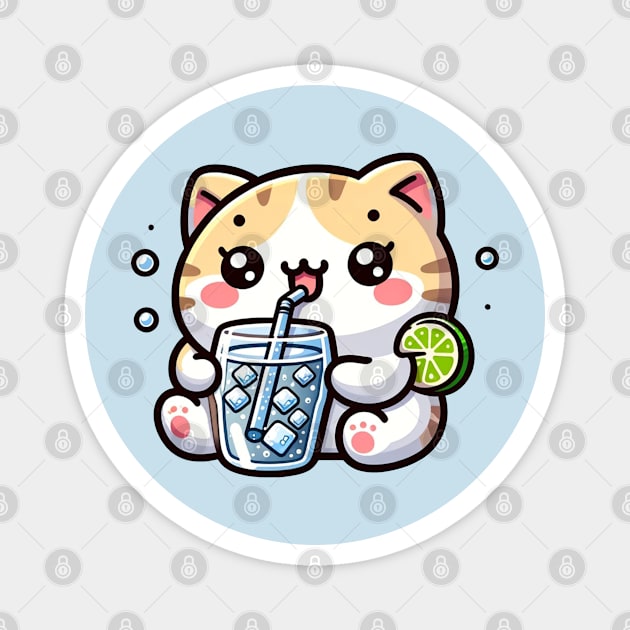 cute cat drinking soda Magnet by Ferdi Everywhere